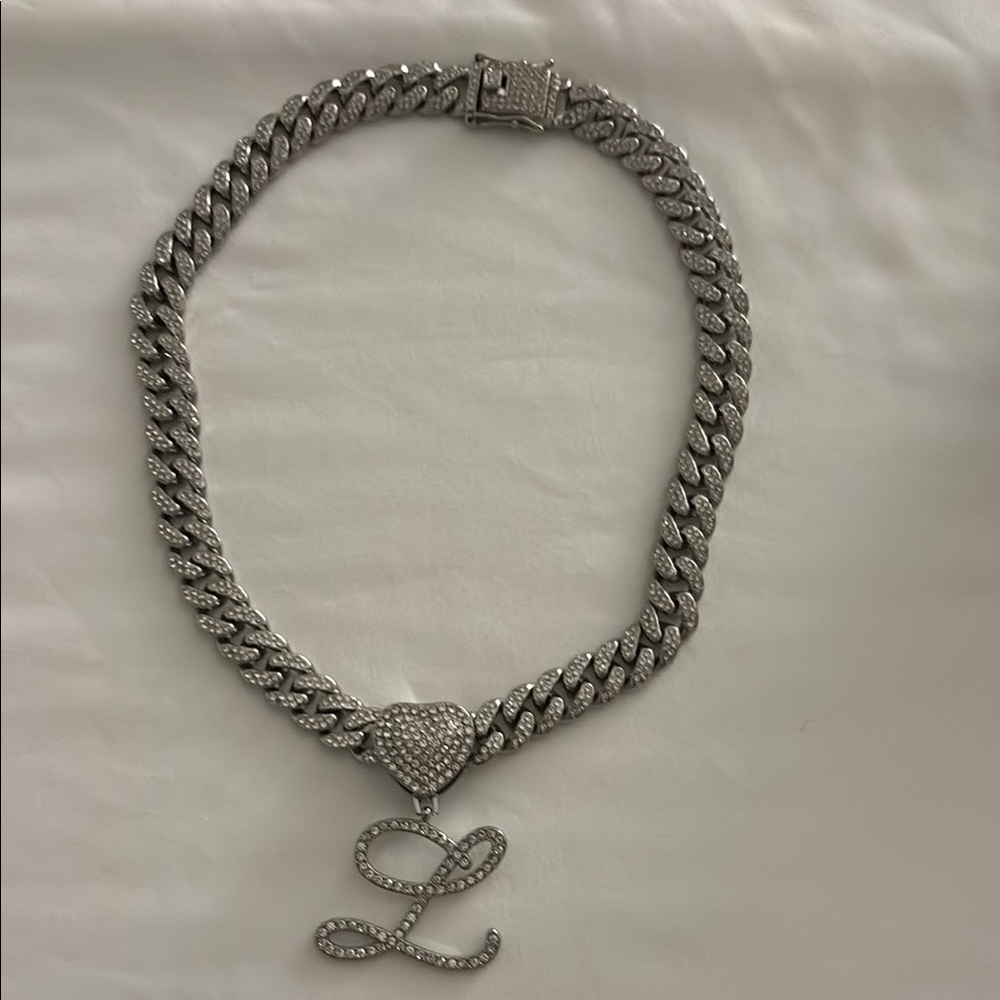 Silver Heart Crystal Pendant Necklace